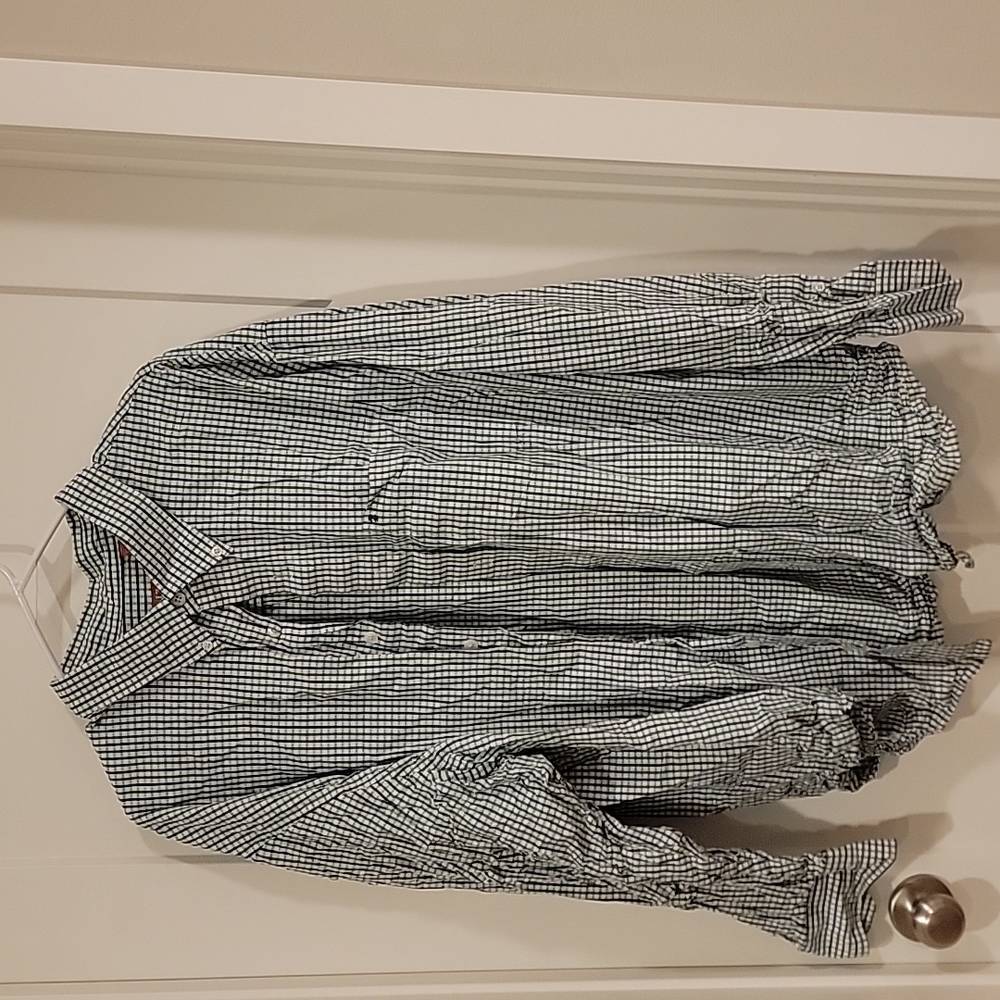 Men's 3XL Izod green blue white long sleeve button down shirt